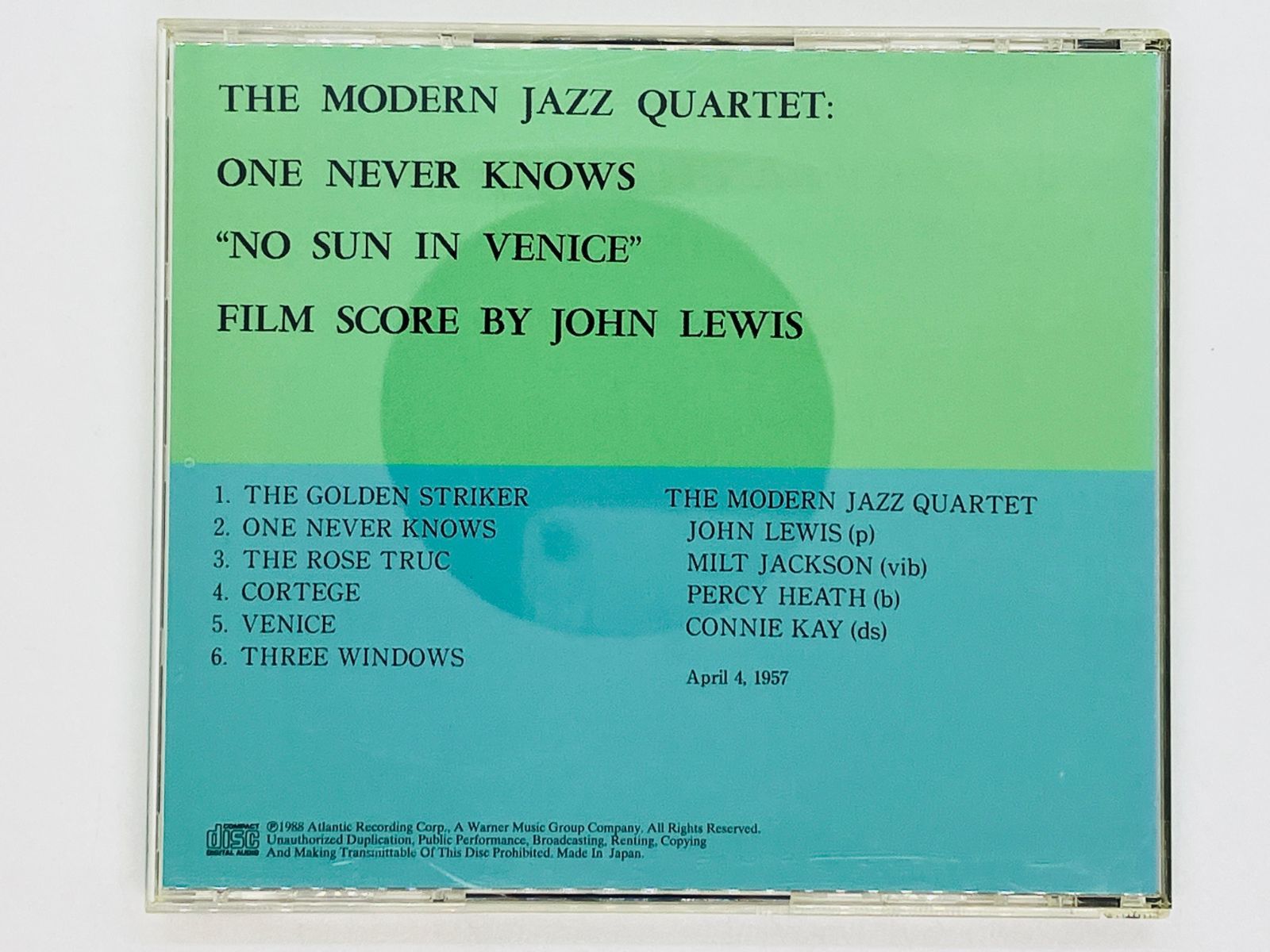 CD THE MODERN JAZZ QUARTET NO SUN IN VENICE JOHN LEWIS