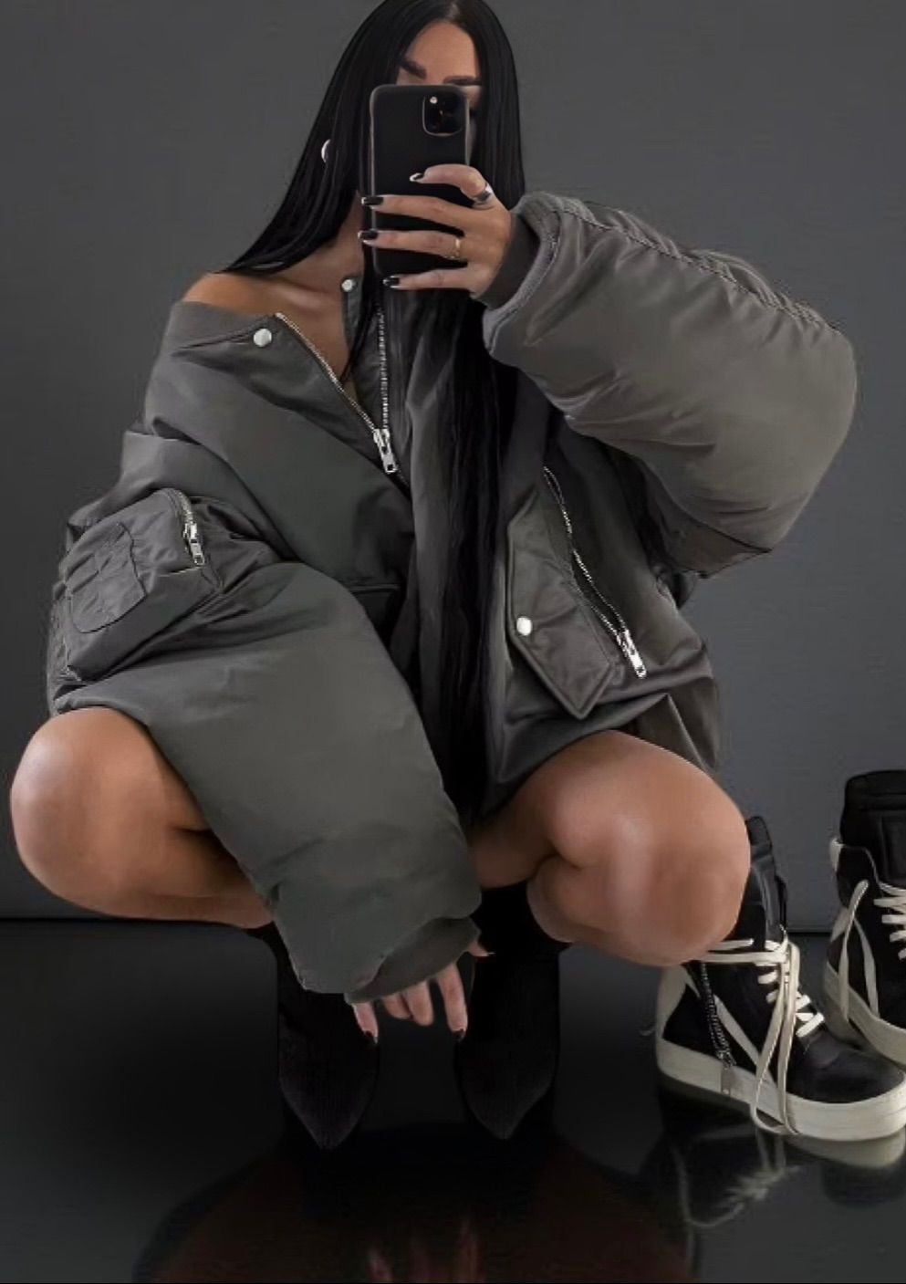 GRAILZ】ダブルZIPフライトジャケット ビッグシルエット MA-1 秋冬