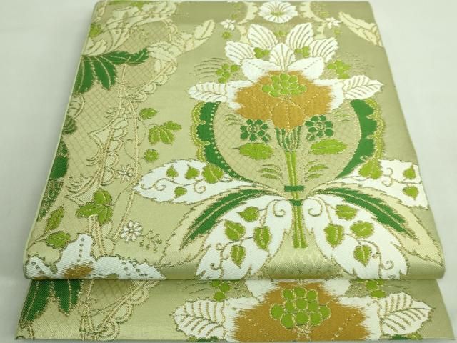 平和屋着物■極上　西陣　川島織物　六通柄　本袋帯　唐織　洋花文　金糸　松坂屋扱い　逸品　DZAA7737kh5 平和屋着物□極上 西陣 川島織物 六通柄 本袋帯 唐織 洋花