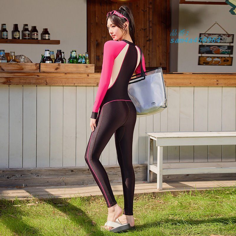 水着 レディース オールインワン ワンピース ボディスーツ風 婦人 体型カバー スパ水着 日焼け対策 海水浴 オトナ女子 スポーツ水着 プール マリンスポーツ am4a458964