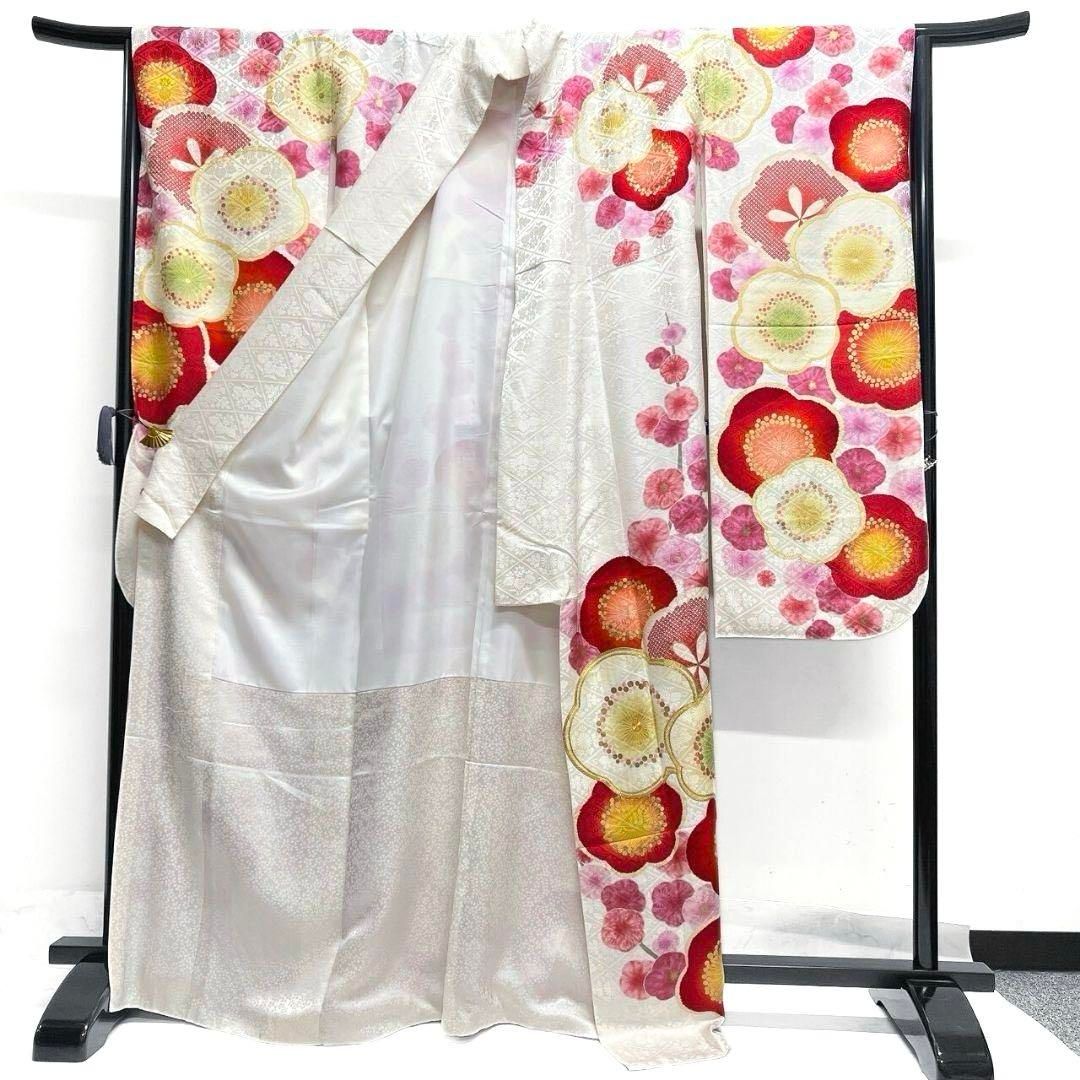 金駒刺繍 金彩 梅花模様 桐の花 振袖 成人式 晴れの日 着物 041a p