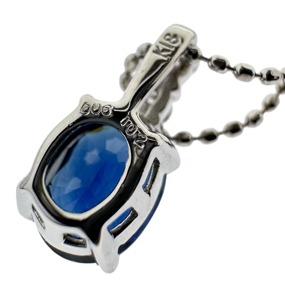 サファイア 1.02ct ダイヤモンド 計0.06ct ネックレス K18WG