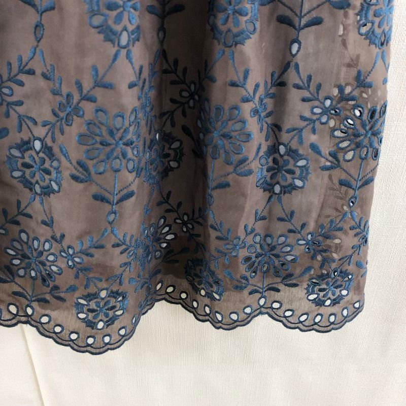 トッカ TOCCA ワンピース Vネック フレンチスリーブ 花柄 刺繍 レース