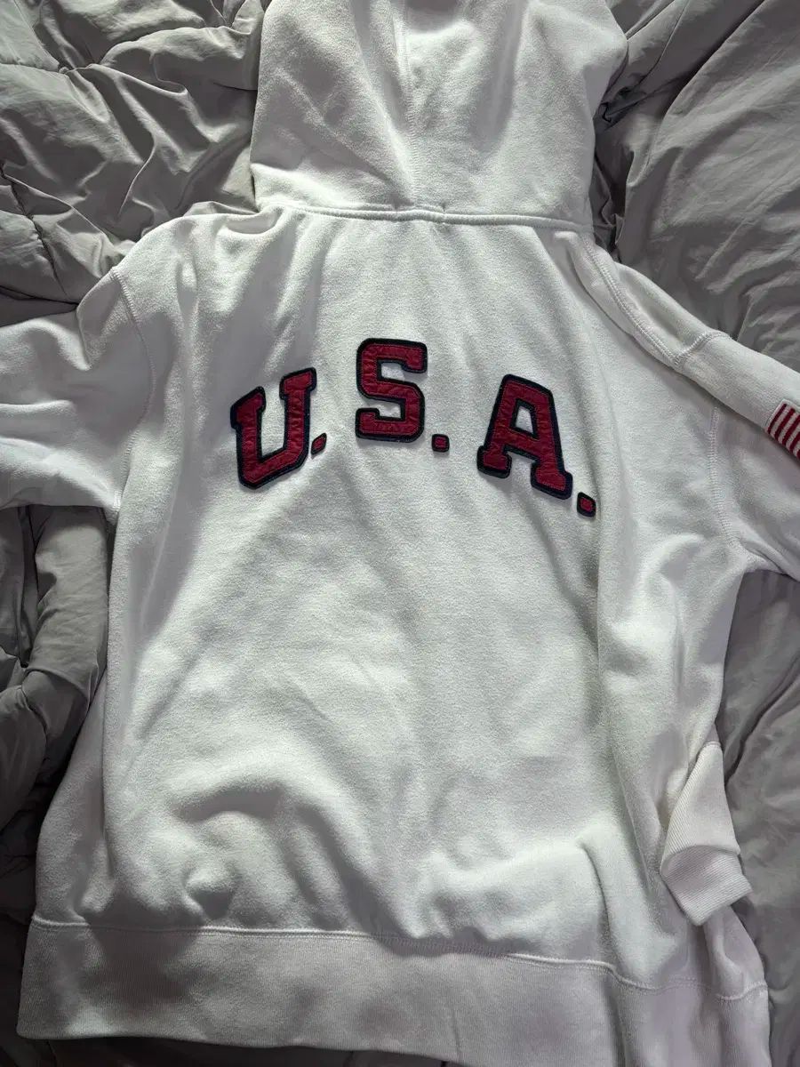 在庫処分 ポロ ビックポニー 星条旗 フードジップアップ 白