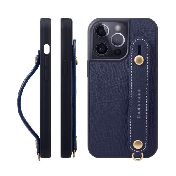 HANATORA] iPhone 13 ケース 本革 グリップケース エンボスレザー