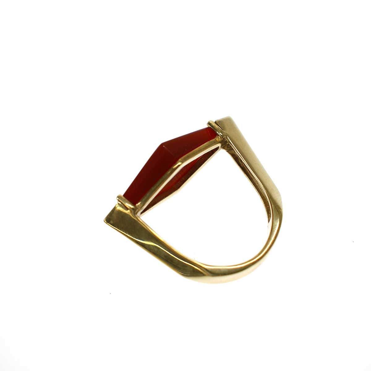 ALIITA アリータ 9Kt DECO ROMBO CARNELIAN RING ストーンリング  ゴールド