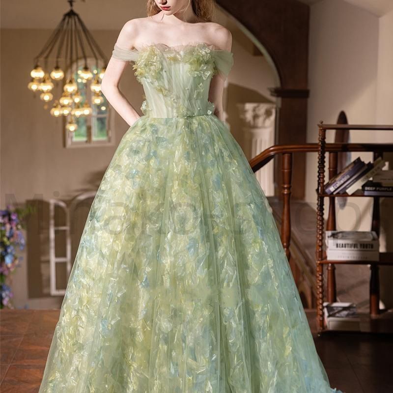 送料無料 感 軽贅沢 誕生日 宴会 婚約 新婦 敬酒 旅撮 パフォーマンス ドリーム 森ガール 花柄 フェアリー 気質 ロングイブニングドレ