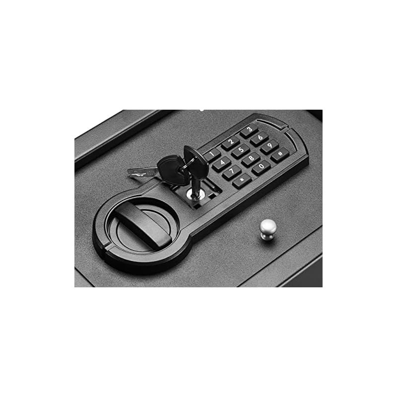 ベーシック シリンダー式 小型 スリム 机の引き出し セキュリティ 金庫 プログラム 電子式キーパッド - 幅30cm x 奥行22cm x 高さ11cm ブラック 1 MARWIL-DEMENAGEMENTS_CH