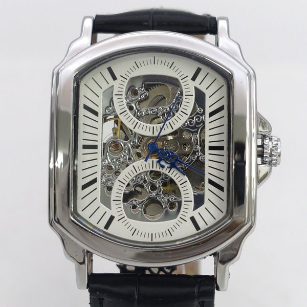 FORSINING ファッションダイヤモンド 夜光ムーブメント ローマ数字 機械式スケルトン腕時計 08-ゴールド 並行輸入 透明ファッション ダイヤモンド 夜光ギアムーブメント ロイヤルデザイン メンズ トップブランド ラグジュアリー メンズ メカニカルスケルトン腕時計  S1089-シルバーブルー。