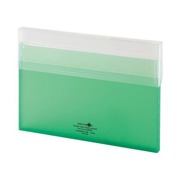 (まとめ）リヒトラブ AQUA DROPsコングレスケース A4 150枚収容 黄緑 A-5035-6 1セット（10個）【×5セット】