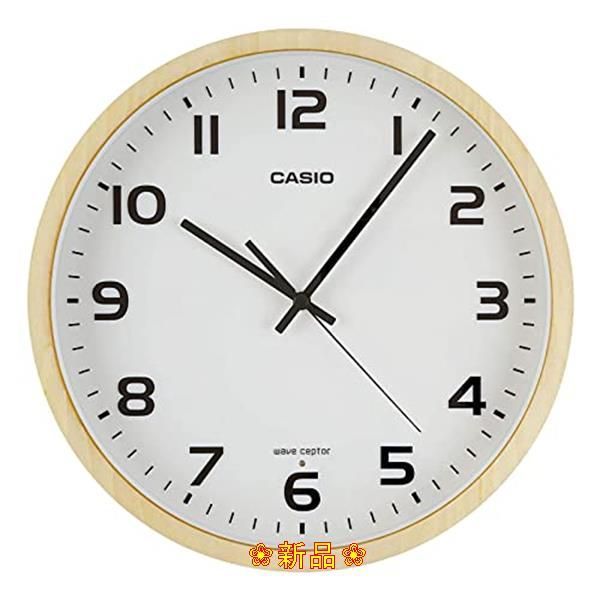 白木_30.2×30.2×5.4cm CASIO(カシオ) 掛け時計 電波 ナチュラル 直径30.2cm アナログ 木枠 夜間秒針停止  IQ-1110J-7JF