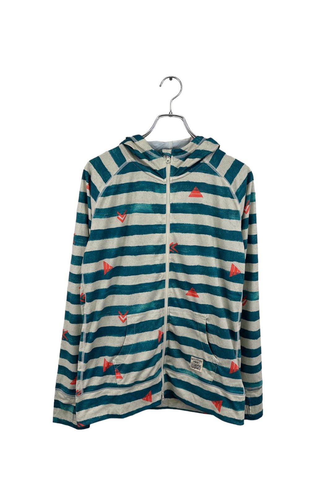 デザインGOOD   Billabong ビラボン パーカー  ボーダー マルチカラー   ワッペン付 ストレッチ機能 伸縮性抜群 メンズ サイズ L  6 衣B