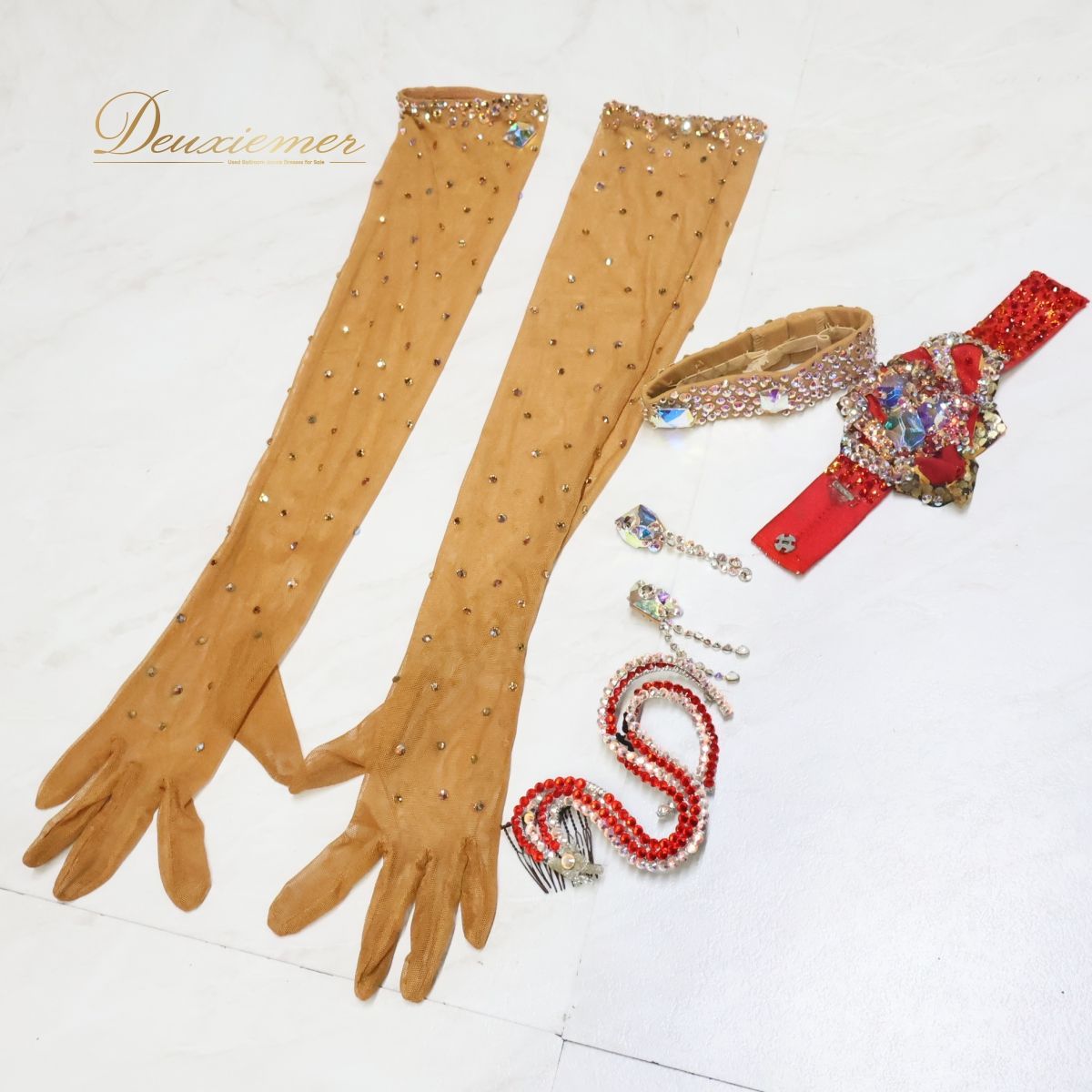CHACOTT - 【日本製 社交ダンス衣装】レッド Chacott チャコット ワンピース ドレス 朱色 フロート グローブ デモ 競技用 レース 赤 フロア映え おしゃれ 日本製 社交ダンス衣装】レッド Chacott チャコット ワンピース