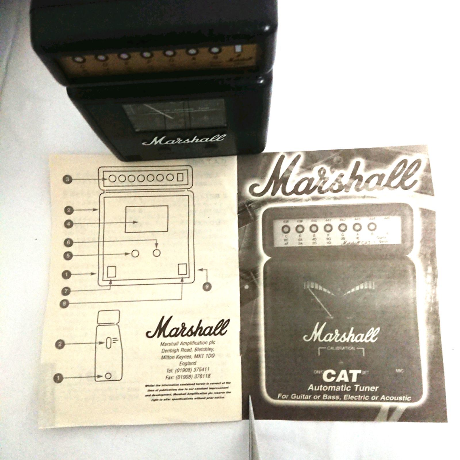 Marshall マーシャル  C.A.T.  アンプ型  ギター チューナー  エレキギター アコースティックギター  ベースも使用O可能   置き型 ミニチューナー 9V電池