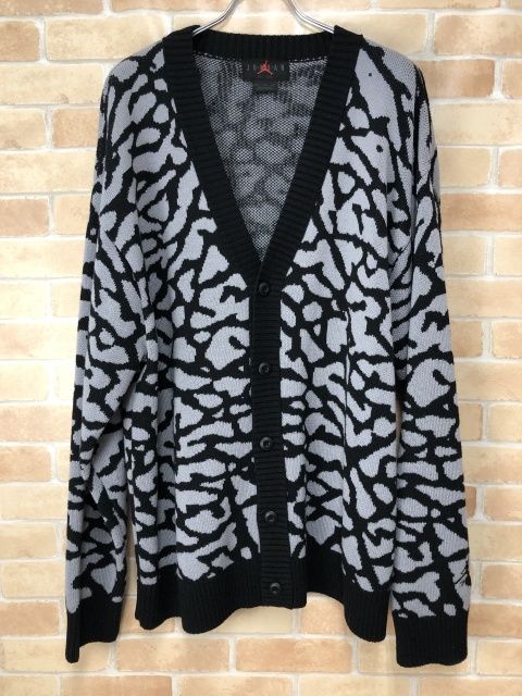 NIKE◆カーディガン(薄手)/XL/ポリエステル/ブラック/DV7574-010 JORDAN BRAND AS M J FLT HRTG CARDIGAN BLACK/CEMENT GREY