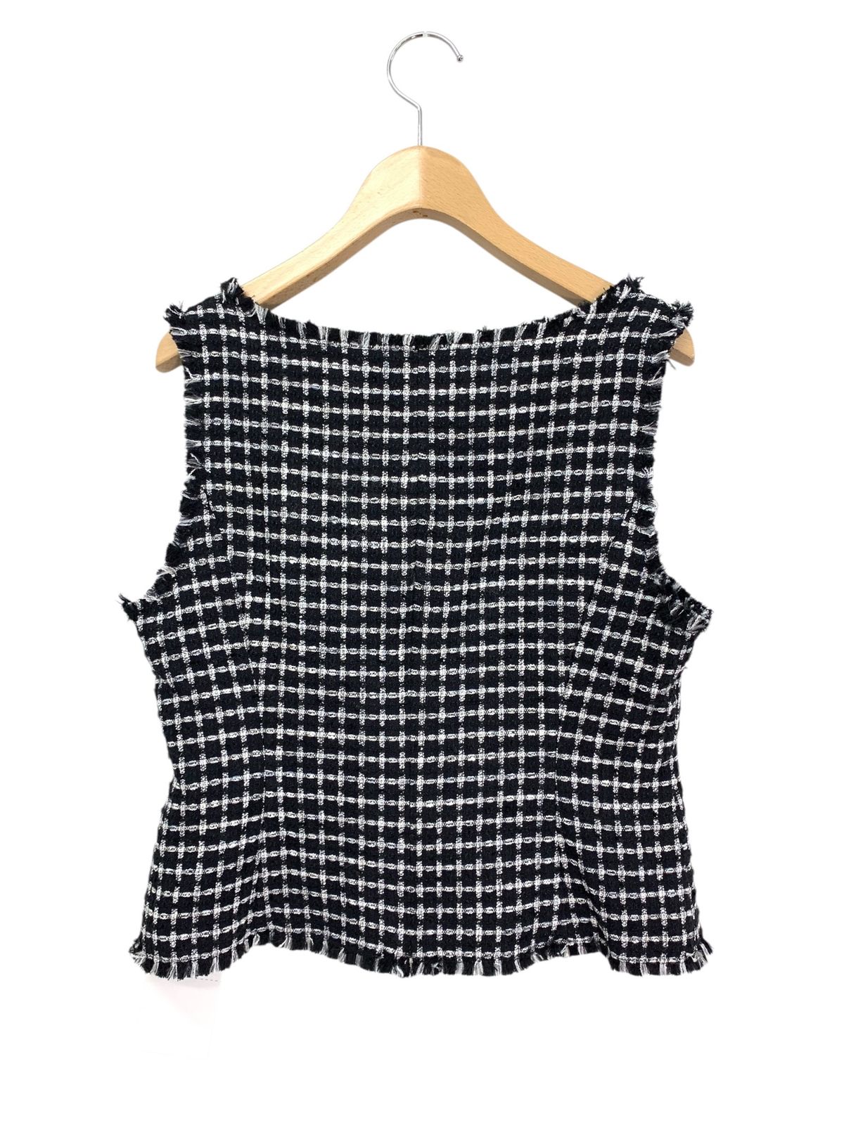 エムズグレイシー 214307 トップス 36 ブラック ツイード調 チェック柄  