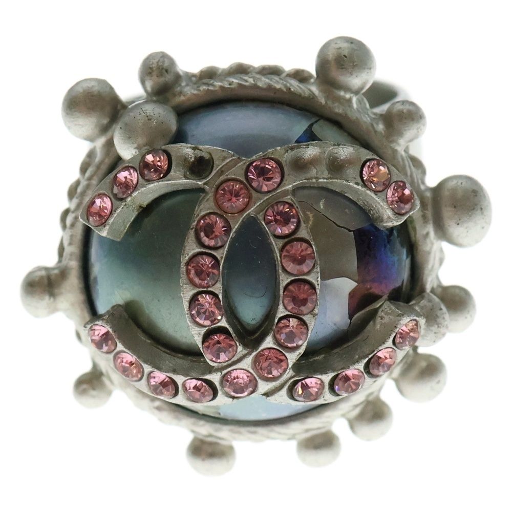 CHANEL (シャネル) ココマーク ラインストーン フェイクパールリング