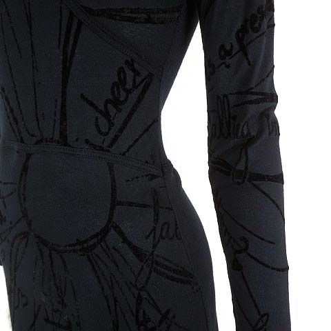 Desigual★モノトーン フラワー柄☆長袖☆ロングワンピース デシグアル Desigual ワンピース フラワー 花柄 フロッキー ロゴ