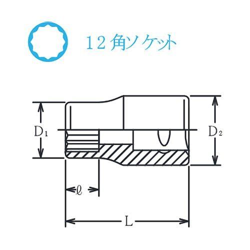 山下工業研究所(Ko-ken) ソケット 12角 2405A-14 差込角:6.35mm×全長