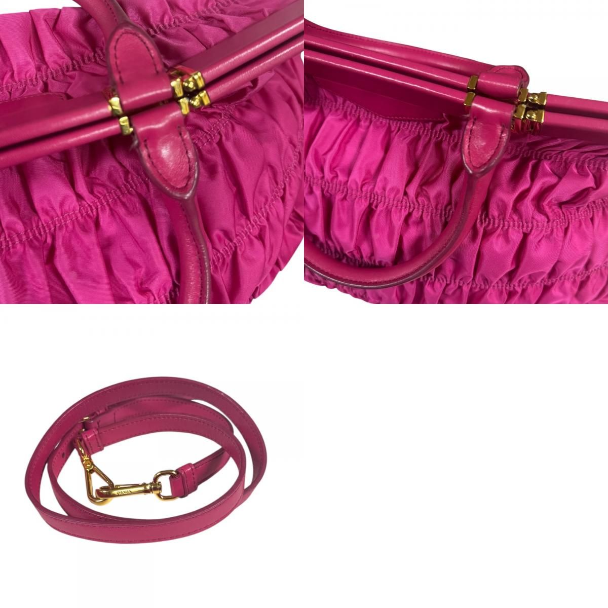 プラダ ギャザーバッグ ショルダーバッグ ナイロン B2803Z ピンク レディース PRADA  中古 PRADA（プラダ） ギャザーバッグ ショルダーバッグ ナイロン B2803Z