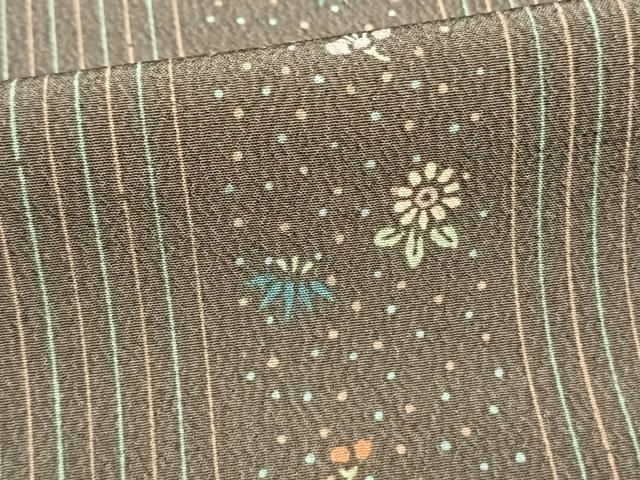 平和屋着物▽小紋 単衣 草花間道 さんび謹製 洗える着物 AAAW7756fy