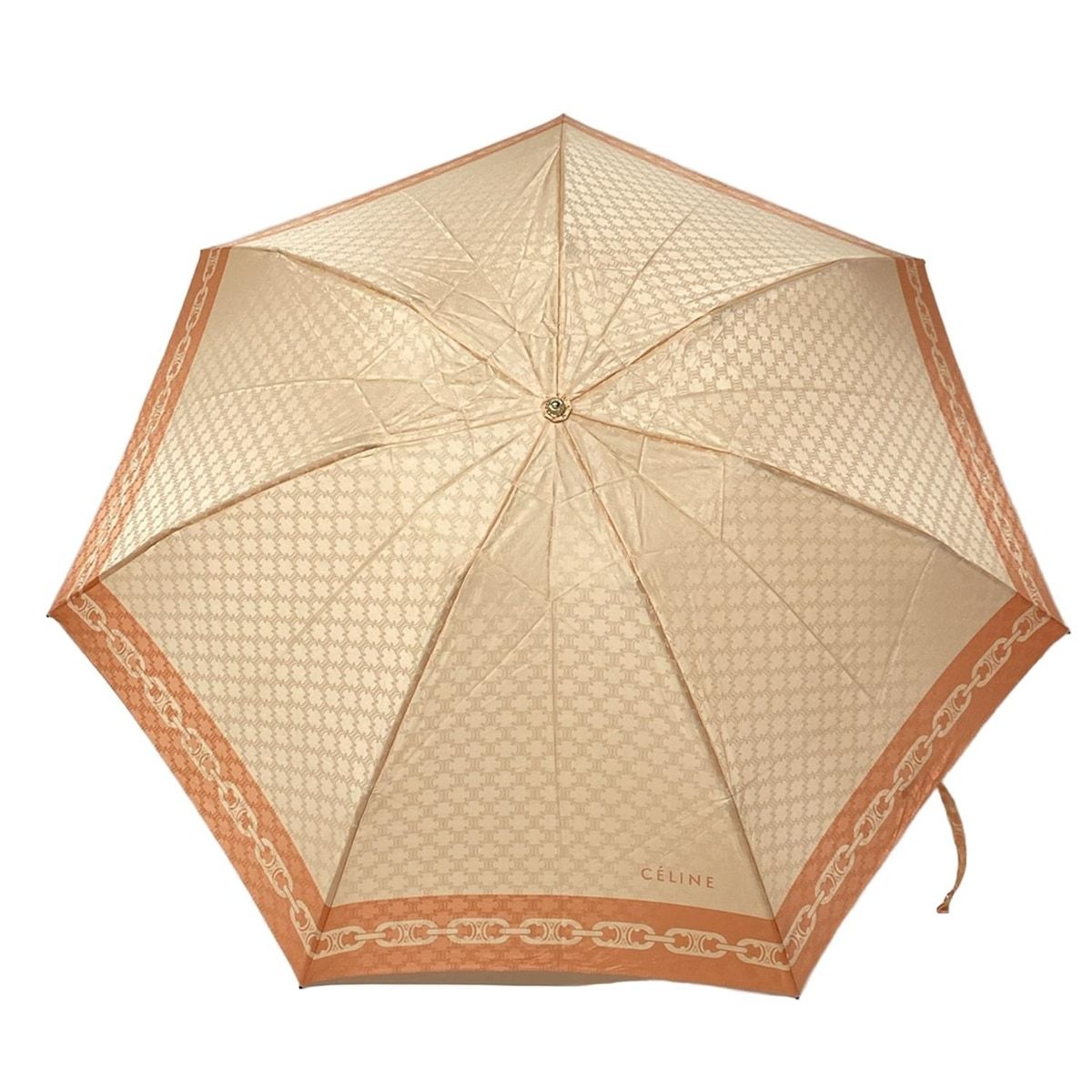 CELINE 折りたたみ傘 ベージュ ロゴ入り CELINE 折りたたみ傘 ベージュ ロゴ入り セリーヌベージュ ロゴ入り
