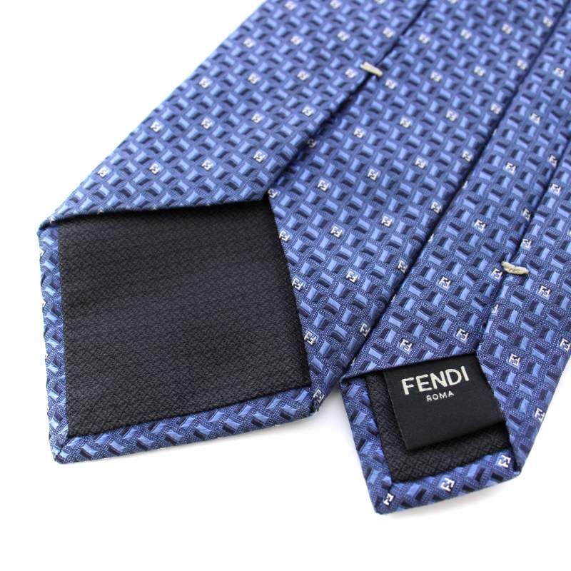 ネクタイ   FENDI   濃いめのブルー 極美品】FENDI ネクタイ 新品同様 ブランドロゴ 希少品 高級