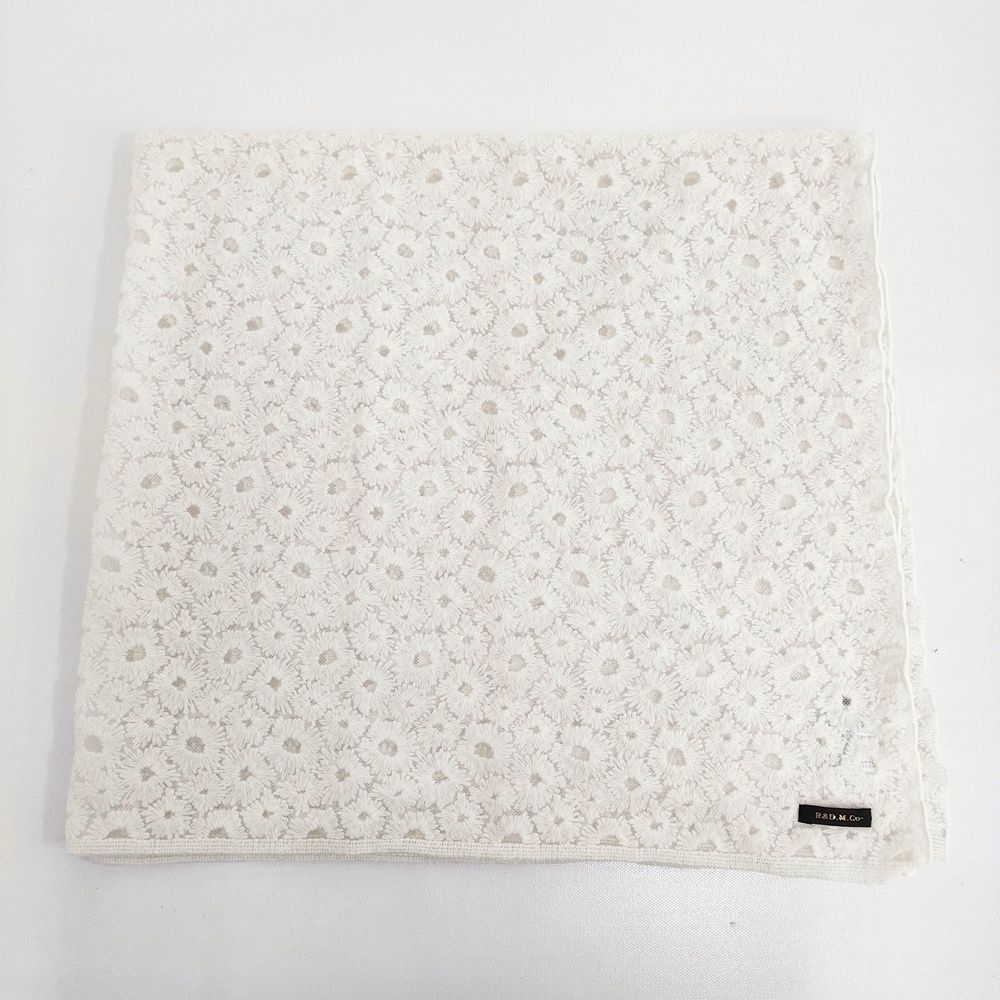 R-D.M.Co- LACE FLOWER SCARF 定価30800円 6980 ウールカシミヤ スカーフ ホワイト レディース マンズテーラー 5-1001T♪