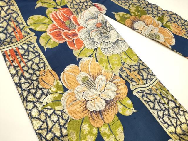 格安通販サイト。 平和屋着物 アンティーク 大正ロマン 九寸名古屋帯 唐織 草花文 金糸 正絹 DAAY8231cm
