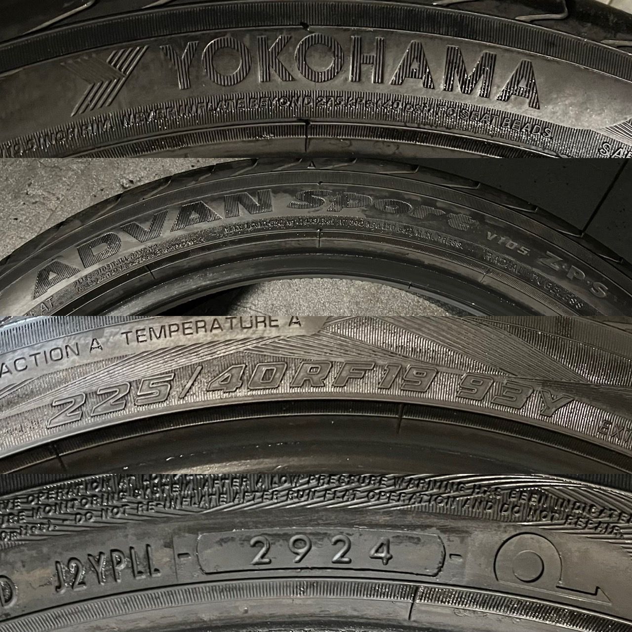 【予約受付開始】 製 約8分山 ヨコハマ YOKOHAMA アドバン ADVANSport V105 Z P S ランフラット 225 40R19 2本 h_449