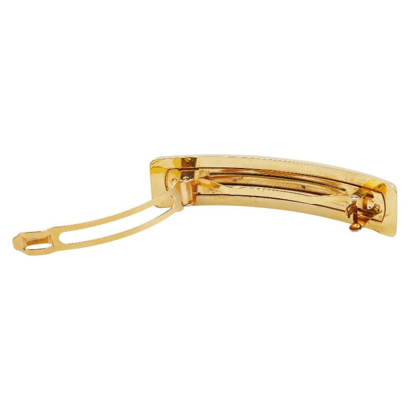 シャネル ロゴ バレッタ ヘアクリップ ゴールド メッキ