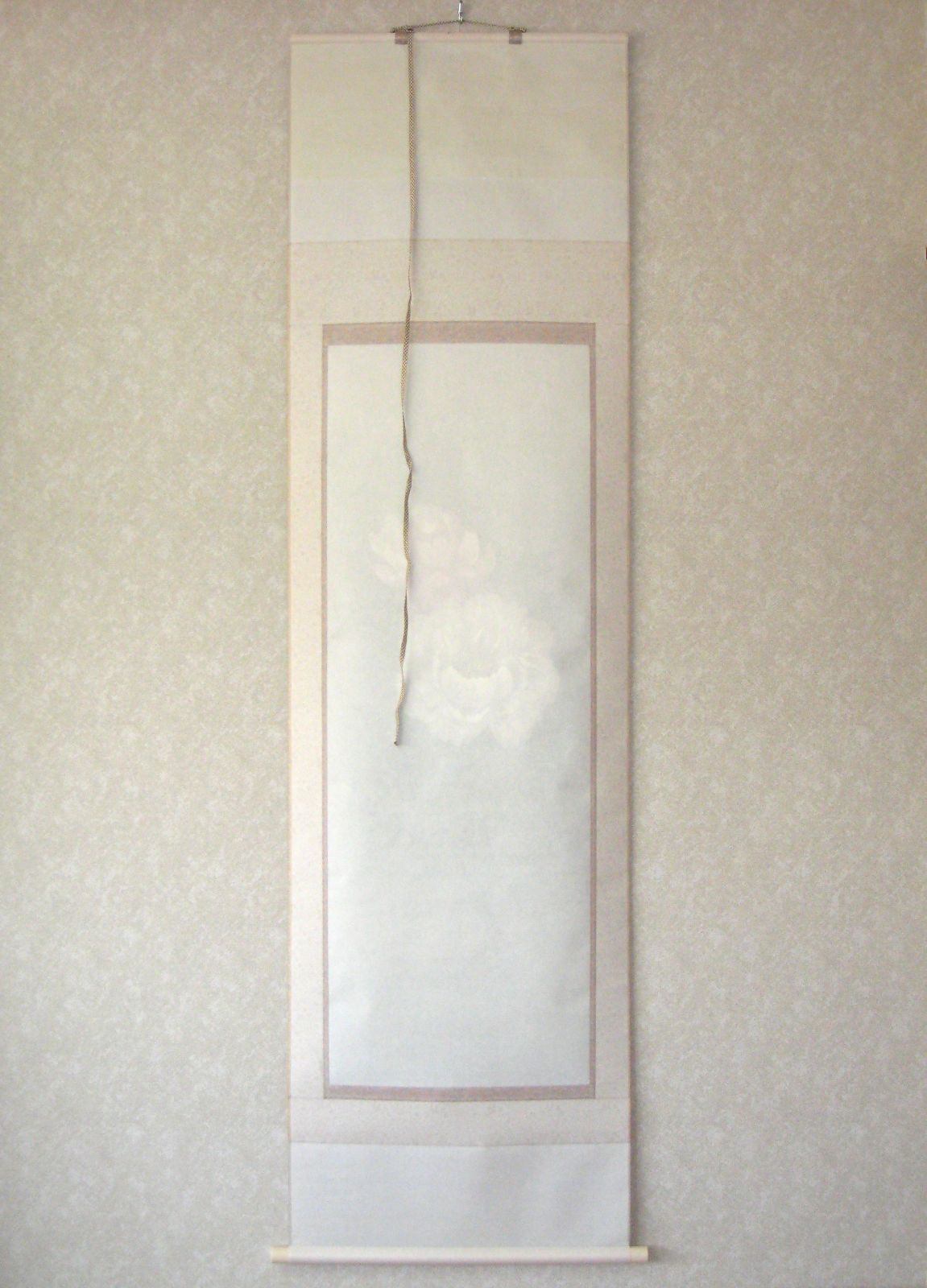 真筆】掛け軸 掛軸 富貴花◇中川幸彦 太巻 (共箱・タトウ箱付) 美品