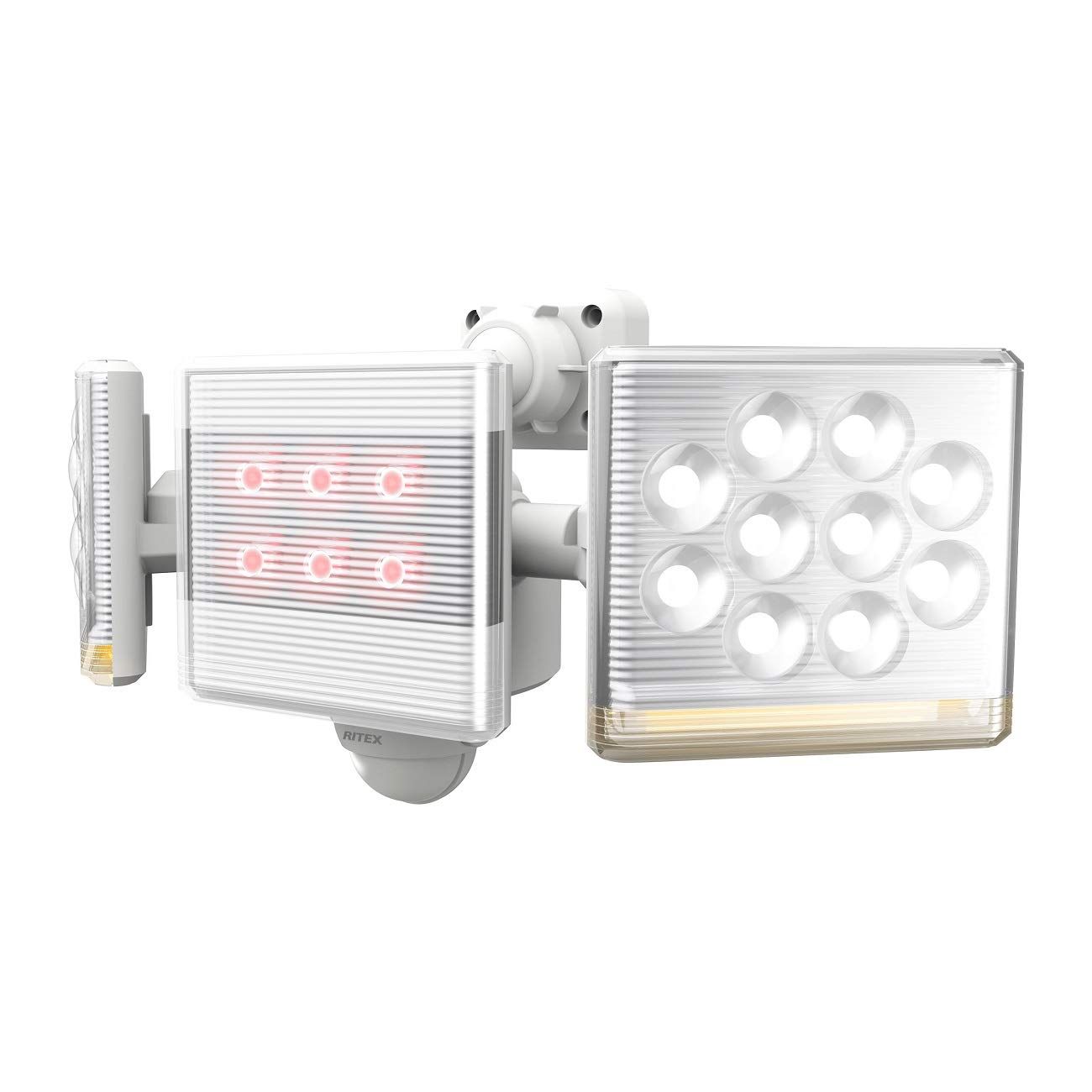 ムサシ RITEX フリーアーム式高機能LEDセンサーライト(12W×2灯) 「コンセント式」 LED-AC2030 ホワイト [12W×2灯タイプ]