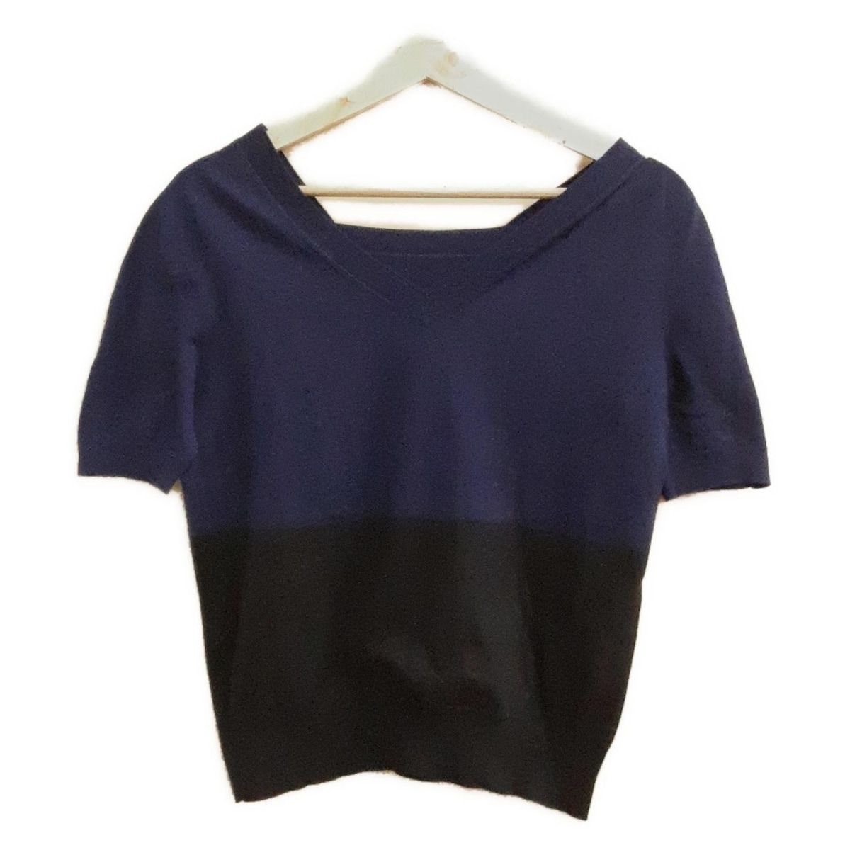 DRIES VAN NOTEN - DRIES VAN NOTEN(ドリスヴァンノッテン) 半袖カットソー レディース美品  - ダークネイビー×黒×マルチ クルーネック DRIES VAN NOTEN(ドリスヴァンノッテン) 半袖カットソー