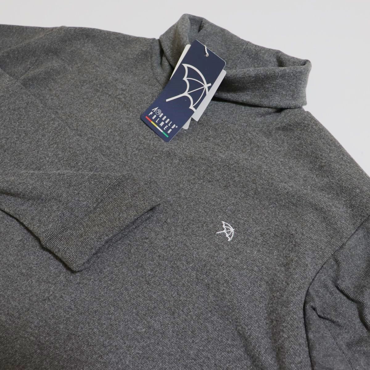 アーノルドパーマー ARNOLD PALMER 新品 メンズ スムース ニット タートルネック 長袖 シャツ 灰 XL [7792813-05-LL]一 三 参QWER