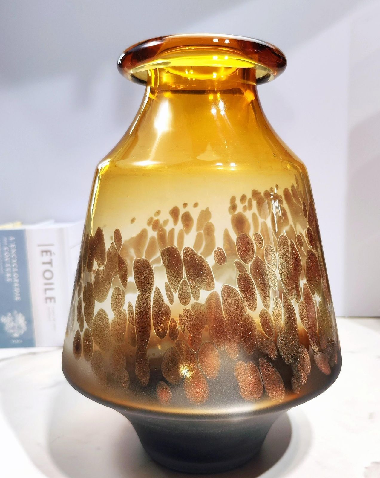 大きめ フロスティング グラデーション キラキラ加工 ガラス 花瓶