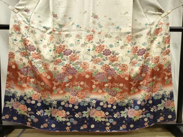 平和屋着物▽訪問着 単衣 草花文 金彩 正絹 逸品 AABD6069jh 平和屋