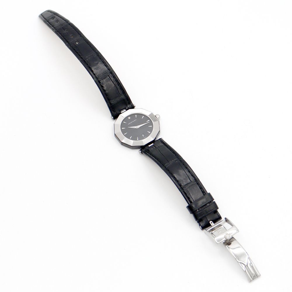 腕時計 CENTURY Timegem 1PDiamond Date Black Genuine Belt Genuine Buckle Ladies Quartz CENTURY Timegem 1PDiamond Date Black Genuine Belt Genuine Buckle