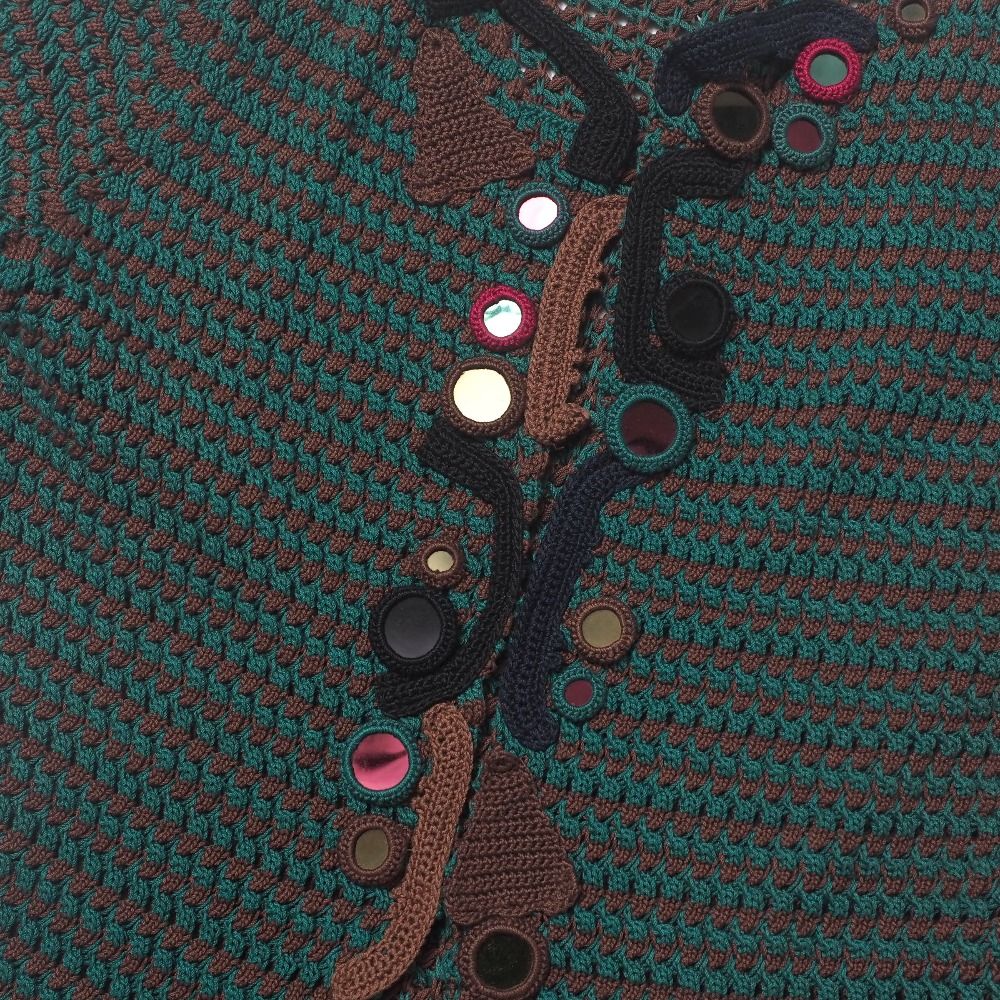 PRADA - PRADA プラダ カーディガン サイズ40 ミラーワーク刺繍 ロング コットンニット カーディガン イタリア製 ブランド古着【中古】20250602/RA4987 PRADA プラダ カーディガン サイズ40 ミラーワーク刺繍 ロング