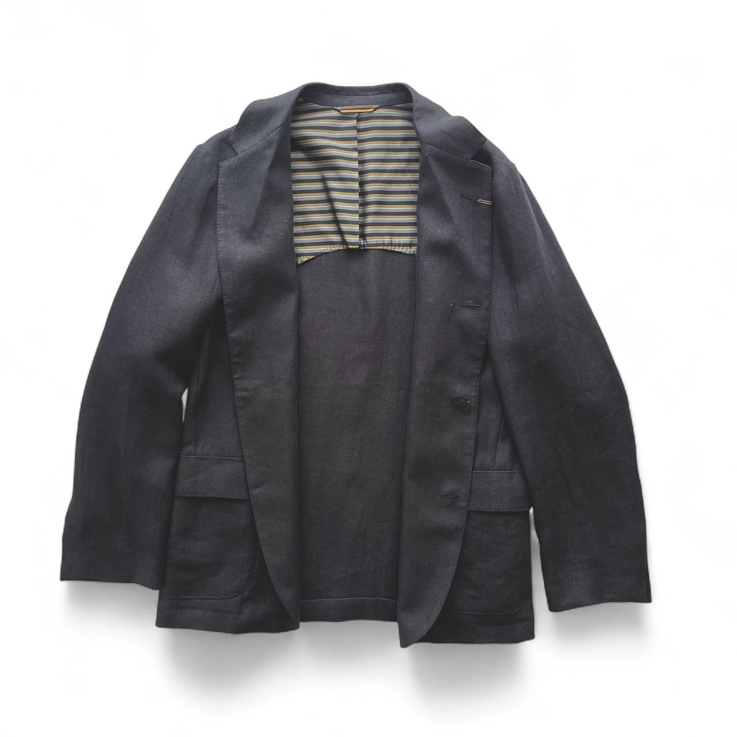 ORBIUM（オルビウム）BOATING BLAZER イングリッシュウールフレスコソリッド3Bジャケット 3/6-A 17031000129 Orbium Boating blazer (Black,Linen,48) ORBIUM