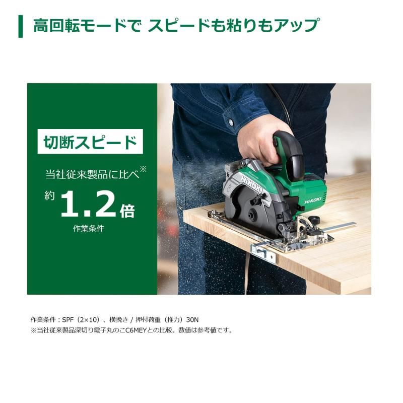 HiKOKI(ハイコーキ) AC100V 丸のこ のこ刃径165mm 最大切込み深さ57mm アルミベース仕様 FC6MA3 HiKOKI(ハイコーキ) AC100V 深切り電子丸のこ C6MEY2 のこ刃径165mm