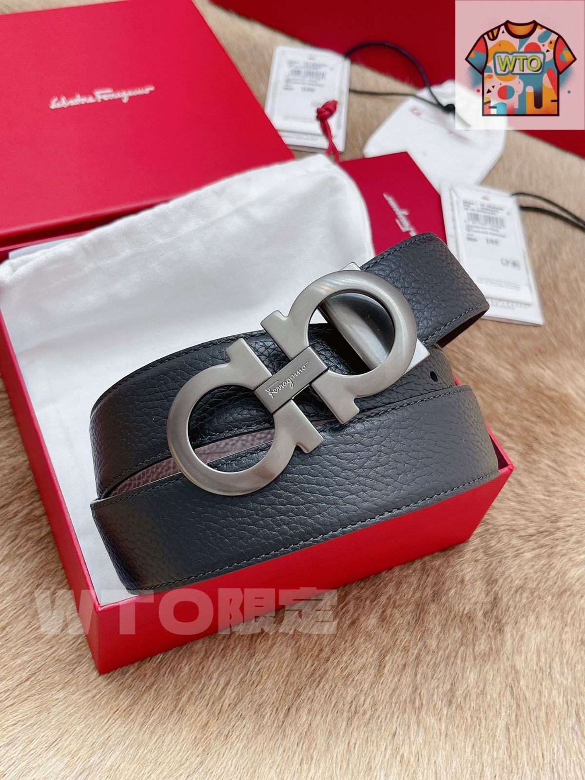 レザー レッド ベルト ロゴバックル　フェラガモ 今日特価】Ferragamo フェラガモ レザーベルト-2 - メルカリ