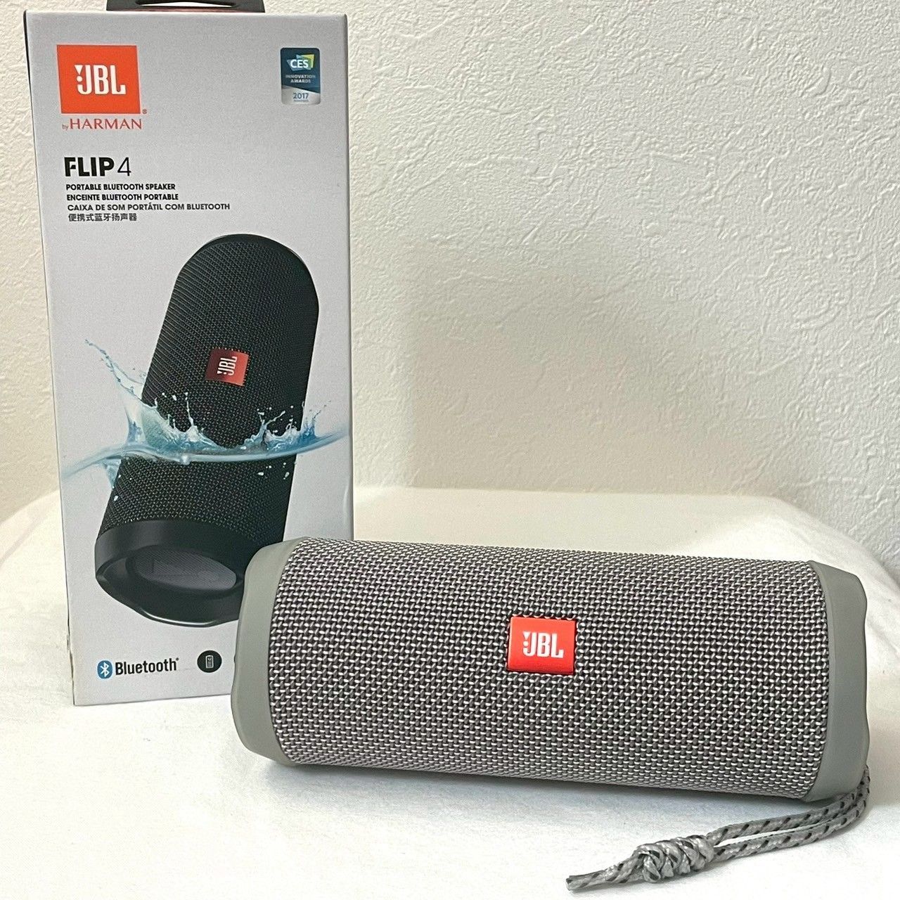 動作OK】JBL/FLIP4/グレー/Bluetoothスピーカー/箱/説明書付/No