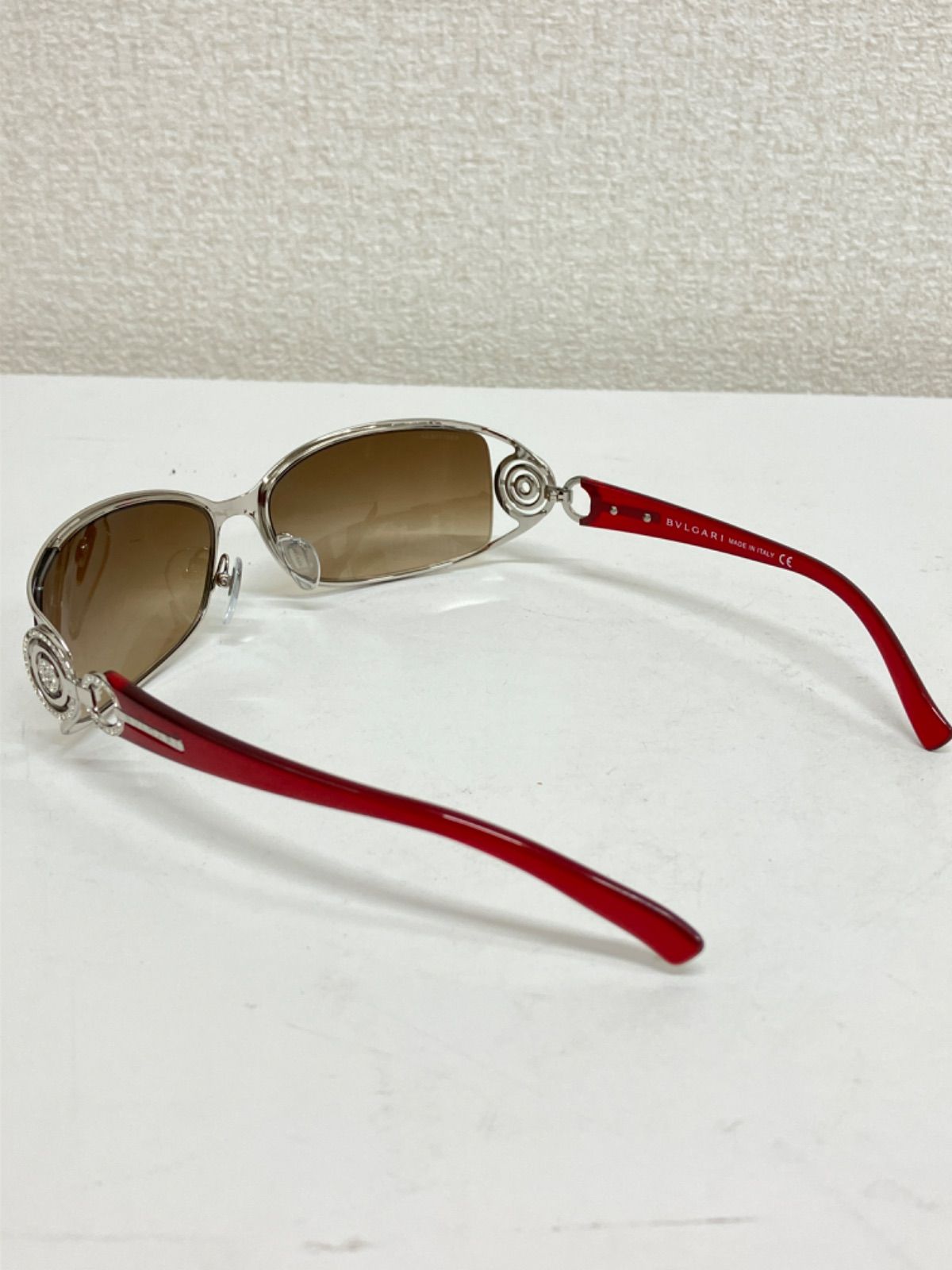 美品】ブルガリ 6003-B ラインストーン サングラス シルバー