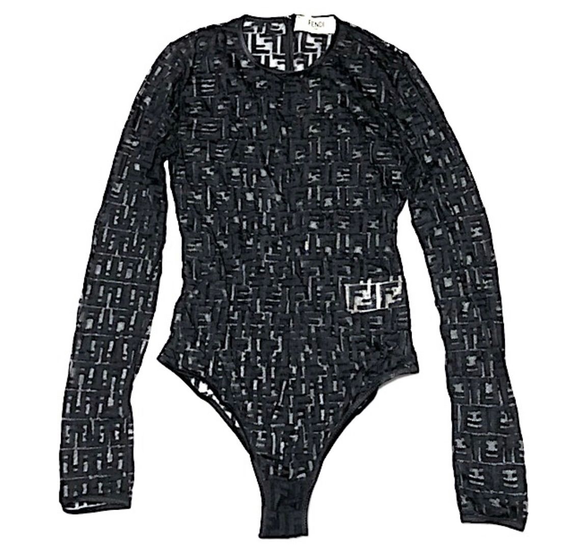 FENDI 透け感ボディスーツ ブラック FENDI 透け感ボディスーツ 割引 ブラック FENDI 透け感ボディスーツ