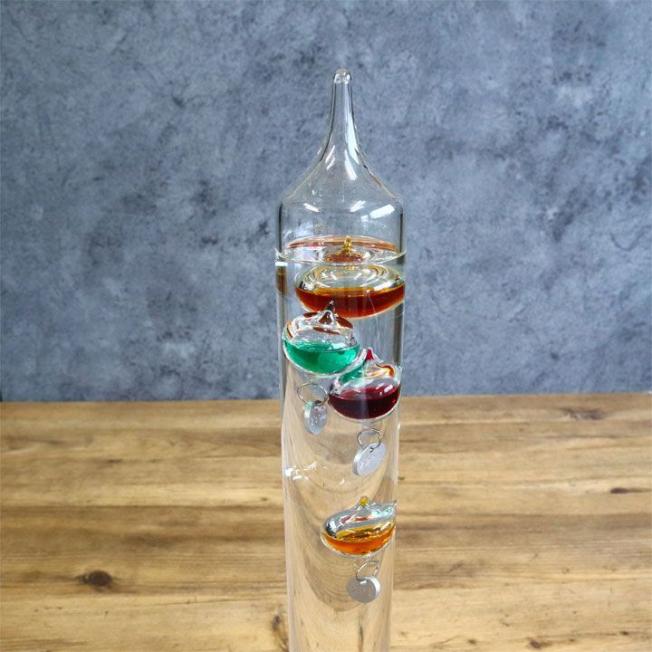 ドイツ製 ガリレオ温度計 42cm 球体7個 シルバーチェーン・タグ