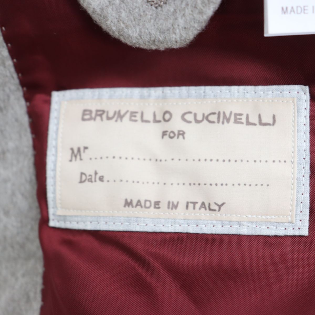未使用品◆Brunello Cucinelli ブルネロクチネリ カシミヤ100％ ロゴボタン ダブルブレスト ピーコート/Pコート グレージュ 52 イタリア製