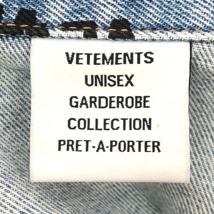 ヴェトモン VETEMENTS 2022SS スタンプロゴデニムジャケット Gジャン 綿100％ Mサイズ UE52JA180N ブルー 春秋 【中古】