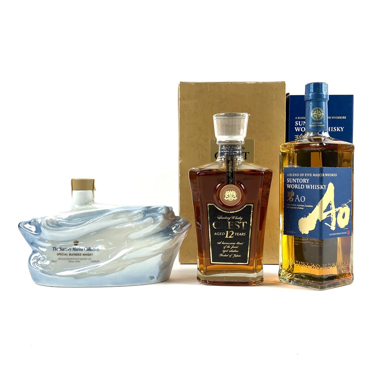 東京都内限定発送】 3本 サントリー SUNTORY マリンコレクション クジラ 陶器 クレスト 12年 碧 700ml ウイスキー セット 【古酒】  - メルカリ