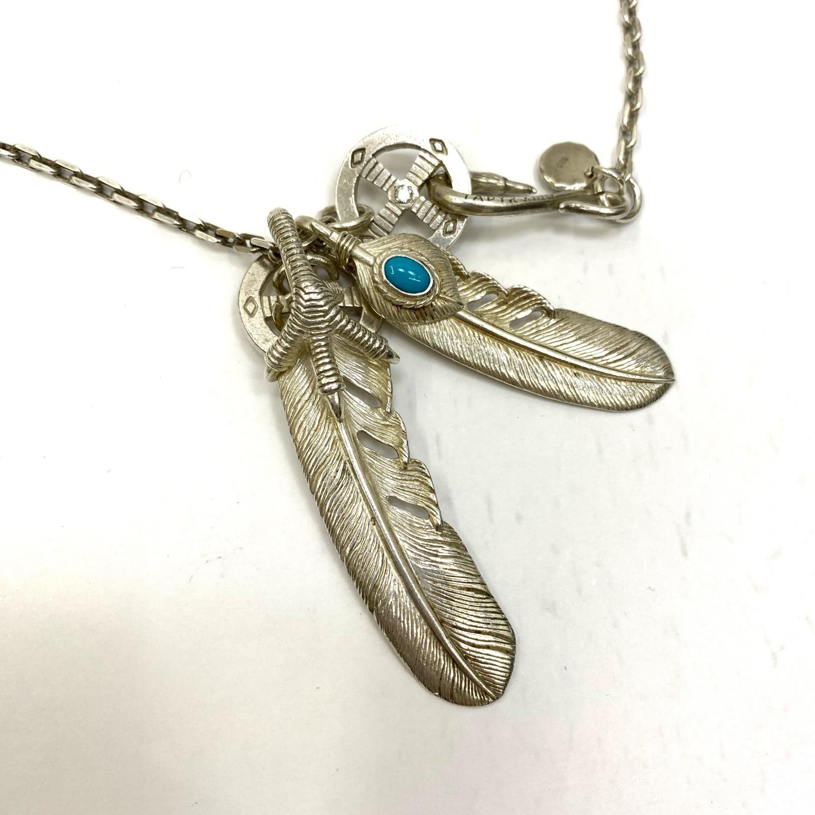 加古川店】 中古 TADY&KING | タディアンドキング ネックレス イーグルフック&ネイティブホイールSV付きチェーン 爪SVフェザーLサイズ SVハートフェザー銀縄ターコイズ ダイヤネイティブホイール チビメタルウルフ シルバー 【134】 - メルカリ 加古川店】 中古 TADY&KING | タディアンドキング ネックレス イーグルフック&ネイティブホイールSV付きチェーン 爪SVフェザーLサイズ SVハートフェザー銀縄ターコイズ ダイヤネイティブホイール チビメタルウルフ シルバー 【134】 - メルカリ